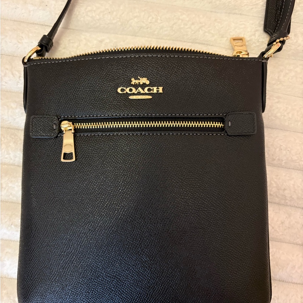 Coach Black Crossbody Bag with Gold Accents
